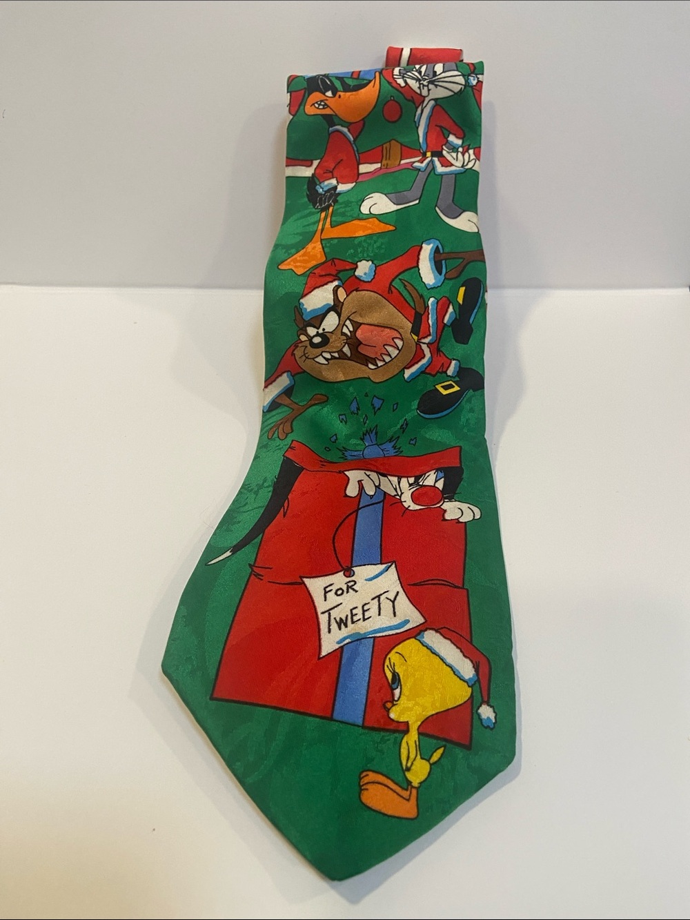Vintage Looney Tunes Holiday Tie - Green with Red & Yellow